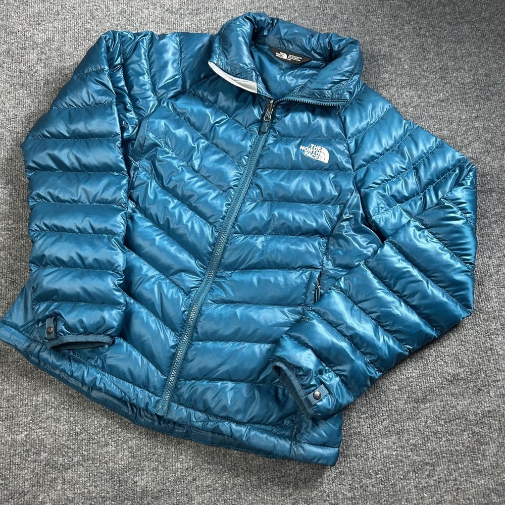 The North Face Jacket Womens Medium Blue 550 Down Puffer Quilted Full Zip Warm